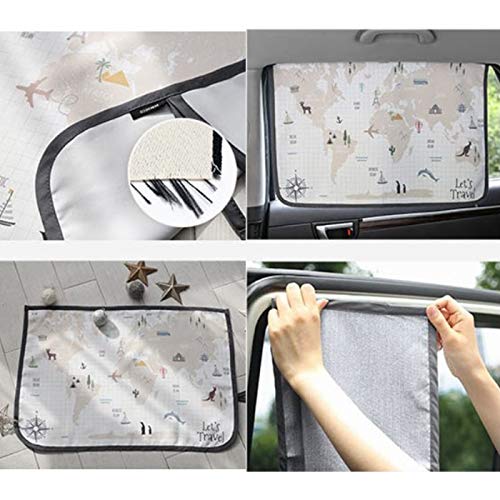 BEBEDECO Magnetic Car Sun Shade Curtain for Side Window - Sun Blocker and UV Protector for Baby  Kids  and Pets - Universal Fit with Built-in Magnets for Steel-Framed Door (WorldTravel) - Image 3